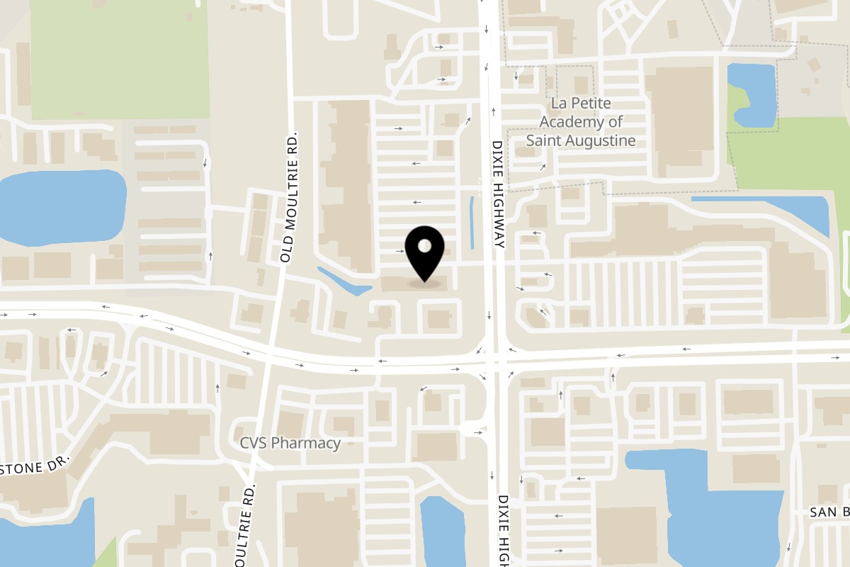 Map showing the location of Ginger Bistro on 1835 US 1 S in St. Augustine